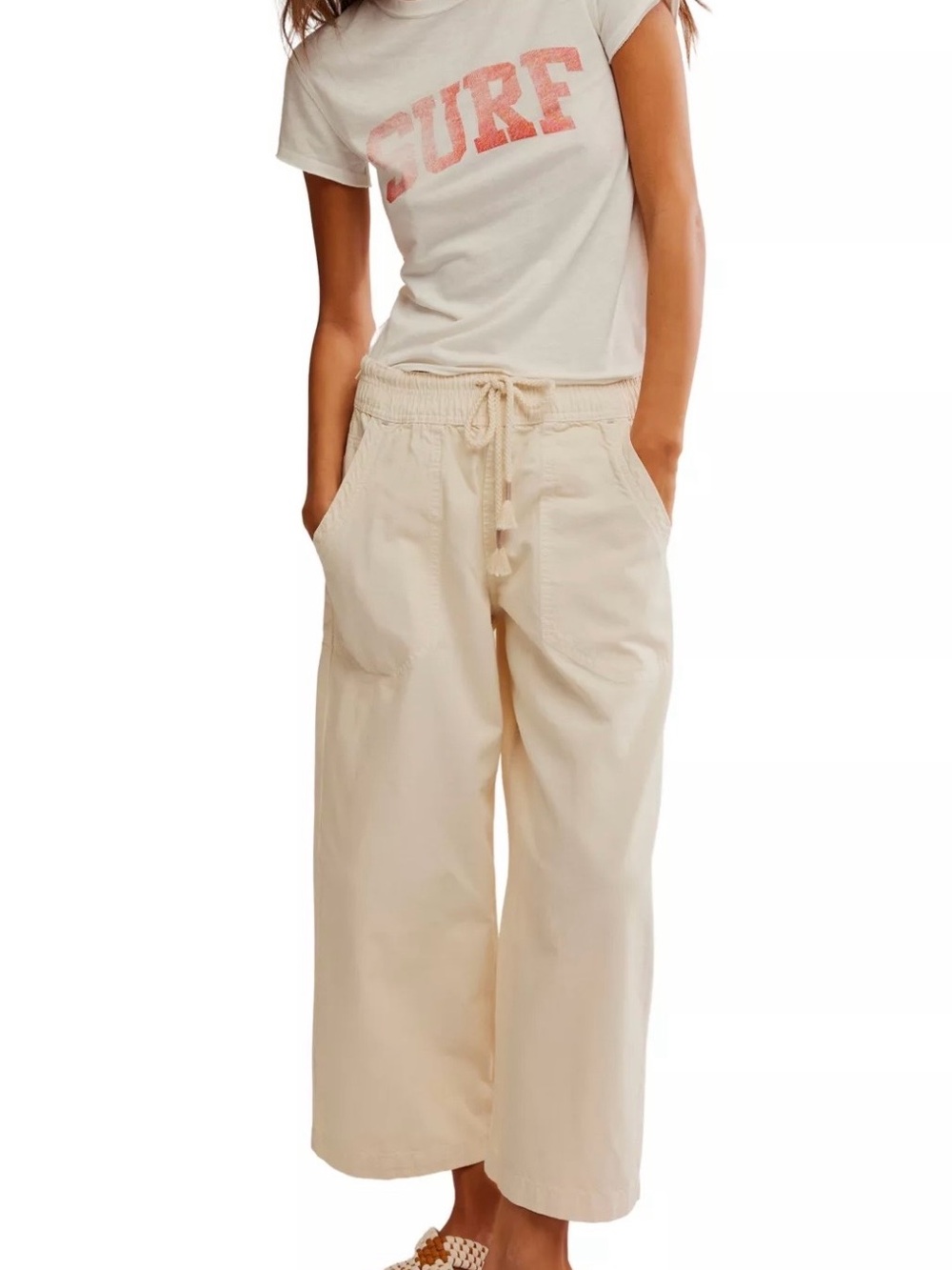 Free People Wide-Leg Drawstring Crop Pants